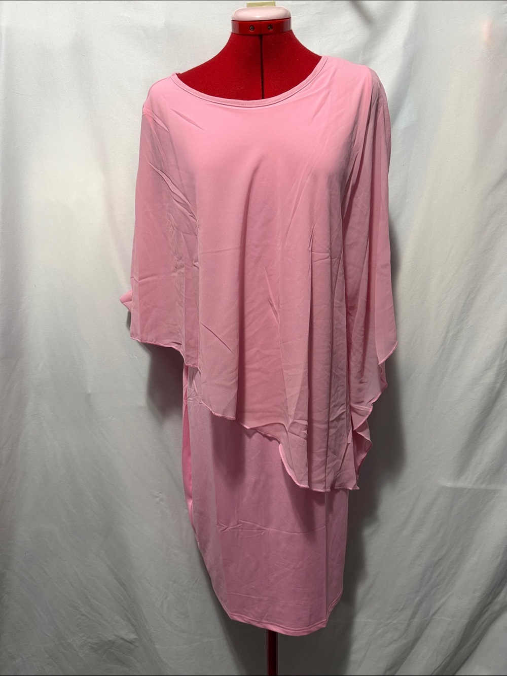 Asymmetrical Layered Pink Women's Dress